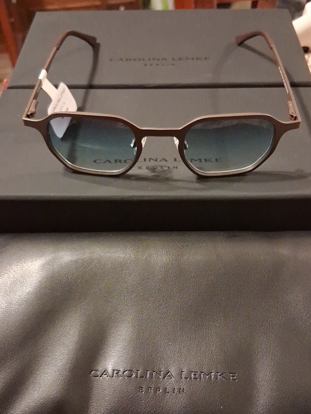 Mens Carolina Lemke Berlin Rubber Brown Blue Radient Lens Sunglasses Or Opticals